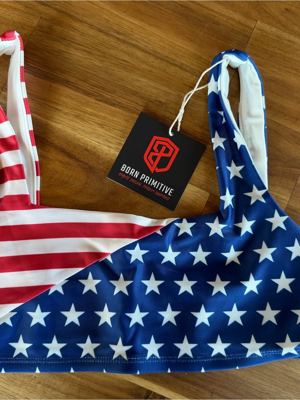 Born Primitive Swimsuit Top- Red, White & Blue Stars and Stripes size SMALL